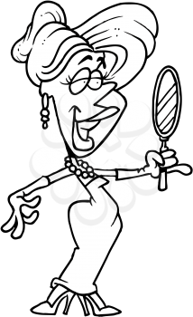 Royalty Free Clipart Image of a Woman Looking in a Mirror