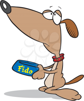 Royalty Free Clipart Image of a Dog Begging for Food