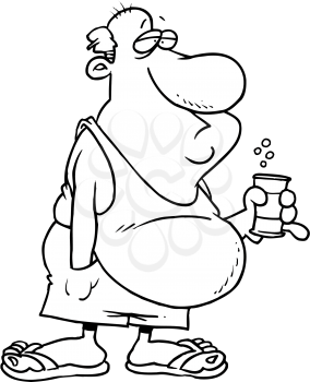 Royalty Free Clipart Image of a Man With a Drink