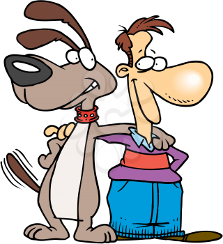 Royalty Free Clipart Image of a Man and His Dog