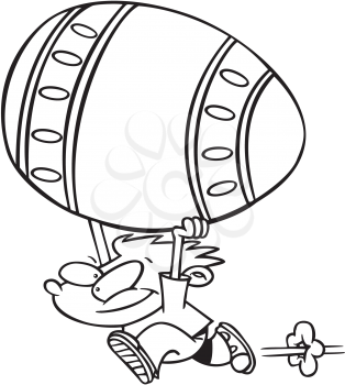 Royalty Free Clipart Image of a Boy With a Big Easter Egg