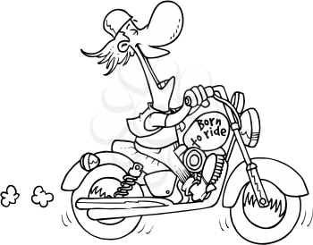 Royalty Free Clipart Image of a Man on a Motorcycle