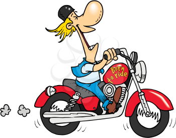 Royalty Free Clipart Image of a Man on a Motorcycle