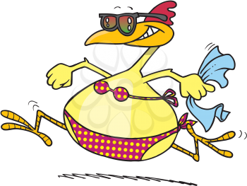 Royalty Free Clipart Image of a Chicken in a Bikini