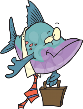 Royalty Free Clipart Image of a Big Fish With a Briefcase