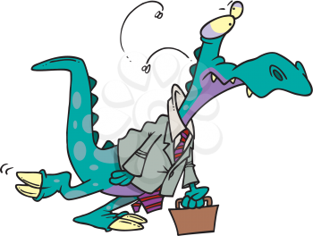 Royalty Free Clipart Image of a Business Dinosaur