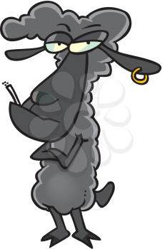 Royalty Free Clipart Image of a Black Sheep