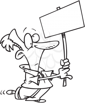 Royalty Free Clipart Image of a Man With a Blank Sign