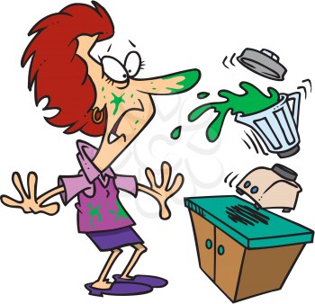 Royalty Free Clipart Image of a Woman With an Exploding Blender