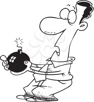 Royalty Free Clipart Image of a Man With a Bomb