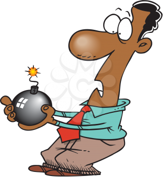 Royalty Free Clipart Image of a Man With a Bomb