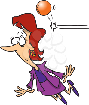 Royalty Free Clipart Image of a Woman Hit in the Head By a Ball