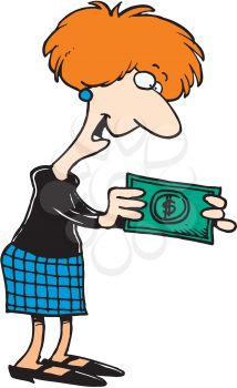 Royalty Free Clipart Image of a Woman Holding Money