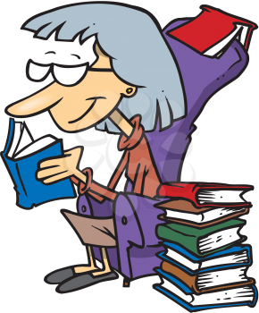 Royalty Free Clipart Image of a Bookworm