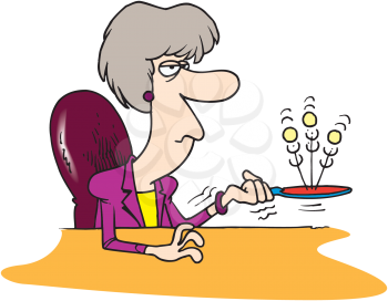 Royalty Free Clipart Image of a Woman Bouncing Balls of a Paddle