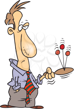 Royalty Free Clipart Image of a Businessman With a Ball and Paddle