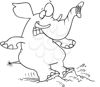 Royalty Free Clipart Image of an Elephant Putting on the Brakes