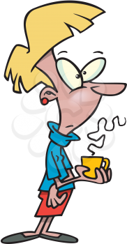 Royalty Free Clipart Image of a Woman With a Coffee