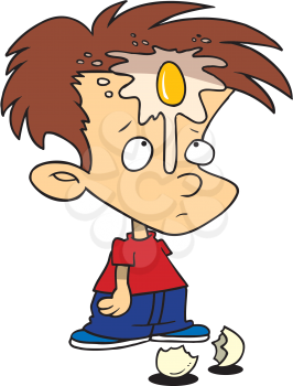 Royalty Free Clipart Image of a Boy With an Egg on His Face