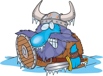 Royalty Free Clipart Image of a Cold Viking