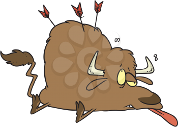 Royalty Free Clipart Image of a Buffalo With Arrows in It
