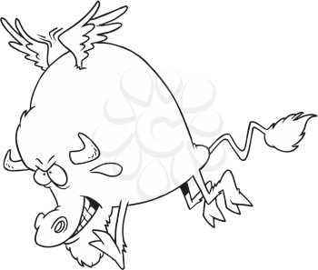 Royalty Free Clipart Image of a Flying Buffalo