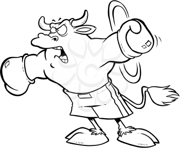 Royalty Free Clipart Image of a Boxing Bull