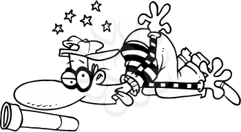 Royalty Free Clipart Image of a Burglar Having an Accident