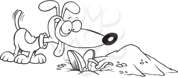Royalty Free Clipart Image of a Dog Burying Things