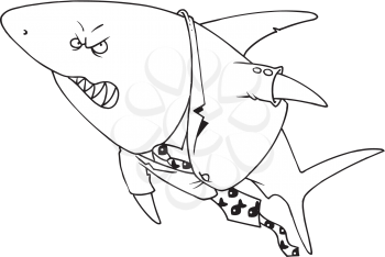 Royalty Free Clipart Image of a Shark in a Jacket