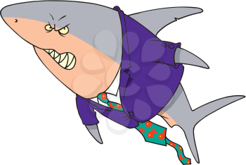 Royalty Free Clipart Image of a Shark in a Jacket
