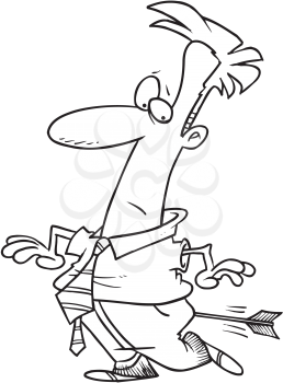 Royalty Free Clipart Image of a Man Hit by an Arrow