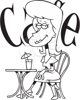 Royalty Free Clipart Image of a Woman at Cafe