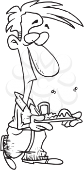 Royalty Free Clipart Image of a Man With a Tray of Food