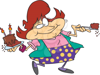 Royalty Free Clipart Image of a Woman With Cake