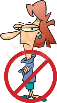 Royalty Free Clipart Image of a Cancelled Woman
