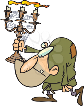 Royalty Free Clipart Image of a Hunchback With a Candelabra