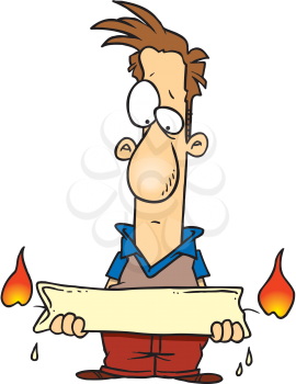 Royalty Free Clipart Image of a Man With a Candle Burning at Both Ends