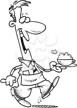 Royalty Free Clipart Image of a Man With a Cup of Cappuccino