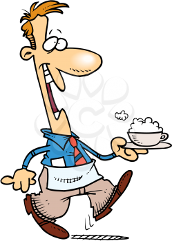 Royalty Free Clipart Image of a Man With a Cup of Cappuccino