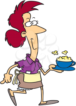 Royalty Free Clipart Image of a Woman With a Cappuccino