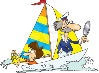 Royalty Free Clipart Image of a Couple in a Sailboat