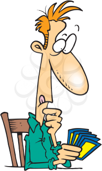 Royalty Free Clipart Image of a Man Playing Cards