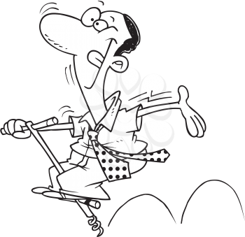 Royalty Free Clipart Image of a Man on a Pogo Stick