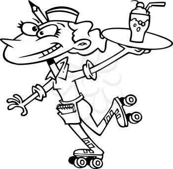 Royalty Free Clipart Image of a
Waitress on Roller Skates