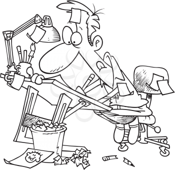 Royalty Free Clipart Image of a Man at a Drawing Table