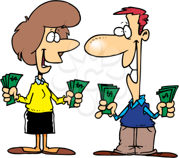 Royalty Free Clipart Image of a Couple Holding Cash