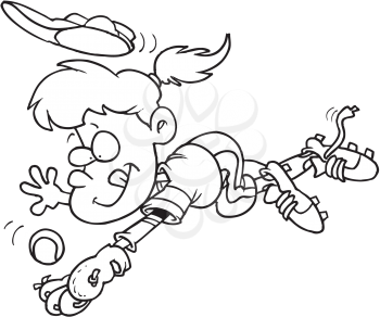 Royalty Free Clipart Image of a Girl Playing Ball