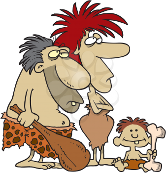 Royalty Free Clipart Image of a Prehistoric Family
