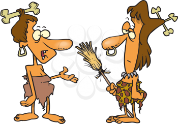 Royalty Free Clipart Image of Two Cavewomen